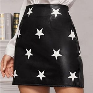 Faux Leather Star Skirt